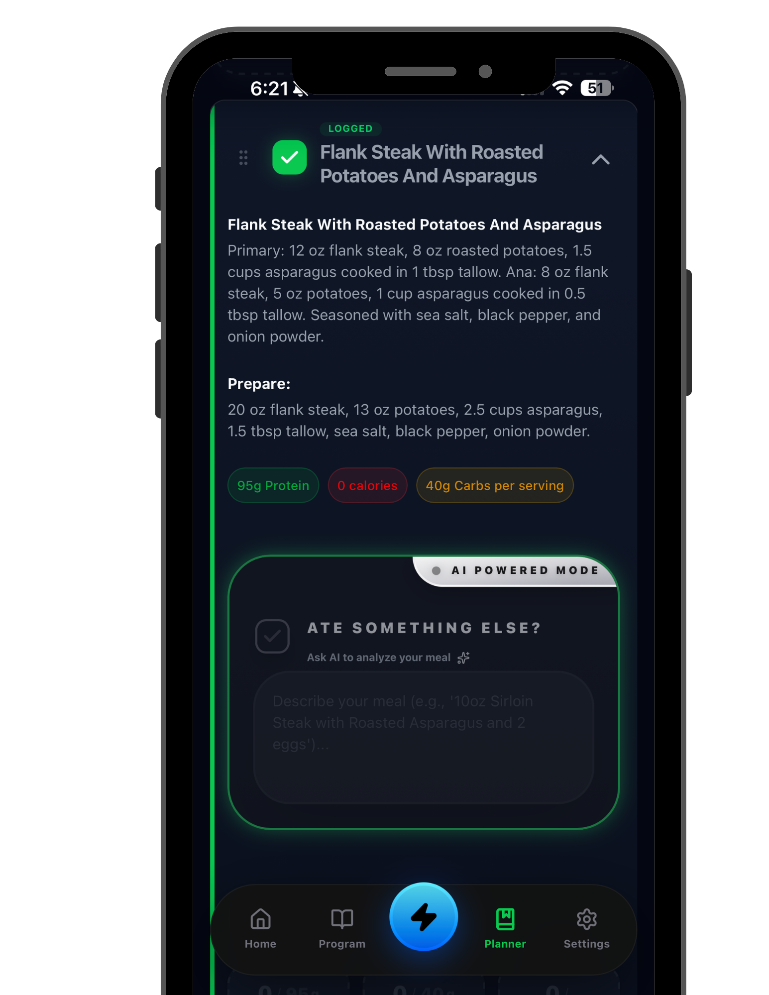 AI meal planning — methodology-driven nutrition generated for each member